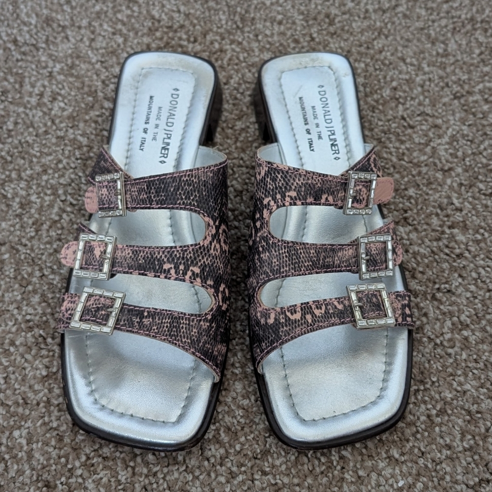 Donald J. Pliner Pink and Black Sandals